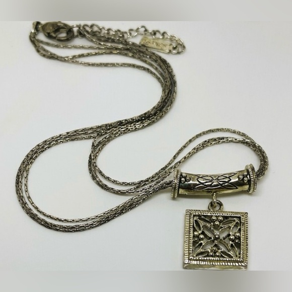 Napier Jewelry - Vintage Napier silver tone filigree 3 strand necklace Women’s costume jewelry